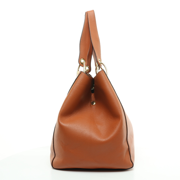 Faux Leather Shoulder Tote Bucket Work Bag Satchel 12x12x9 Brown/Gold - Picture 7 of 15